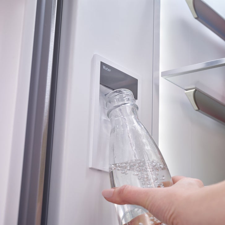 Bosch 800 Series 36 in. 21.0 cu ft. Stainless Steel Counter-Depth French Door Refrigerator with dual compressors and evaporators