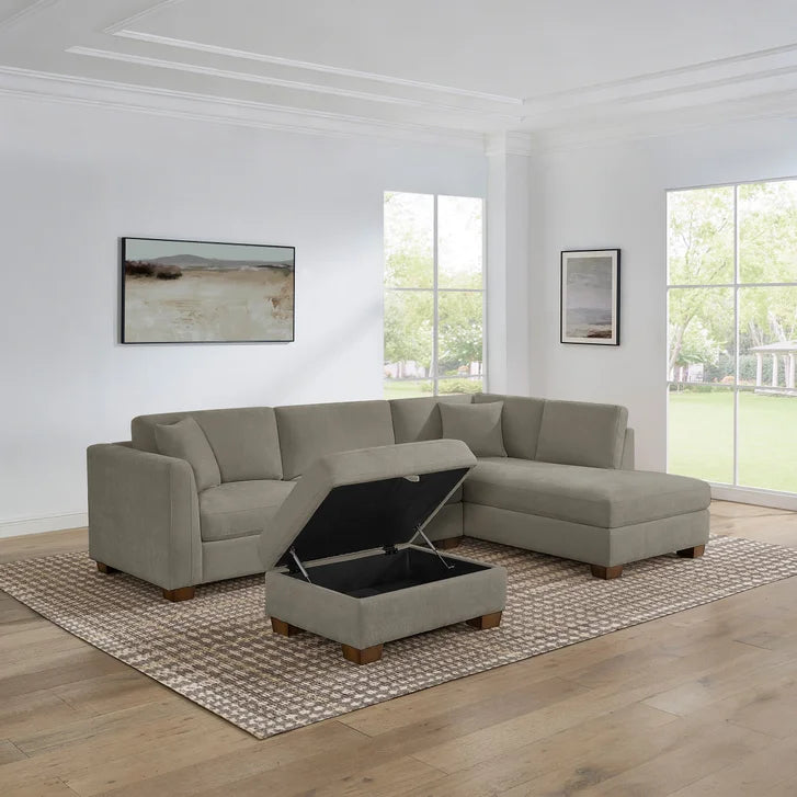 Thomasville Walsen 3-piece Fabric Sectional with Storage Ottoman