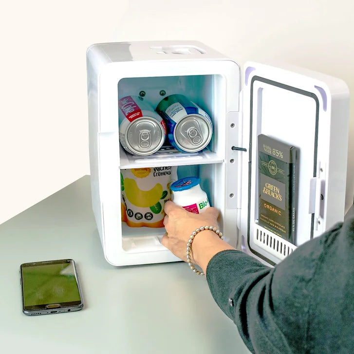 Koolatron 6 Litre Compact Cosmetics Mini Fridge with LED Lighted Dimmable Makeup Mirror