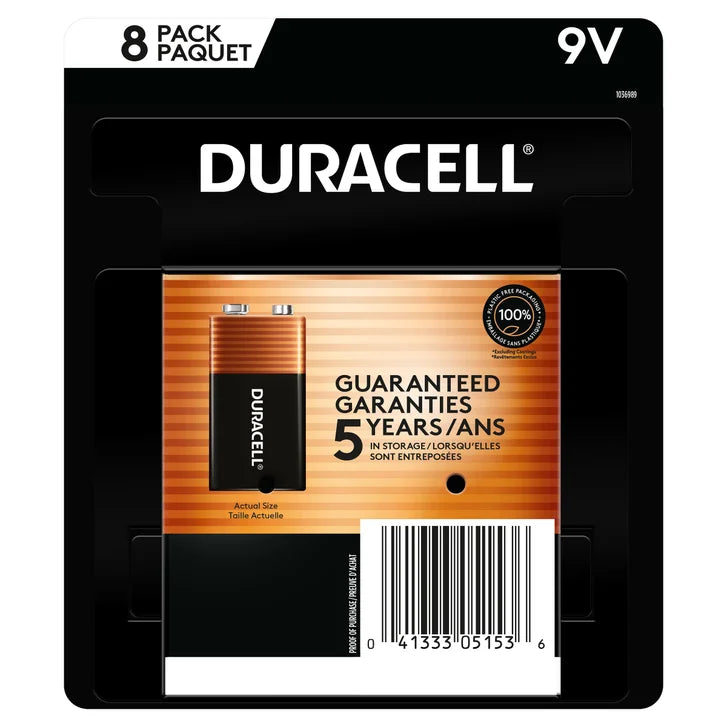 Duracell CopperTop 9V Batteries, 8-count