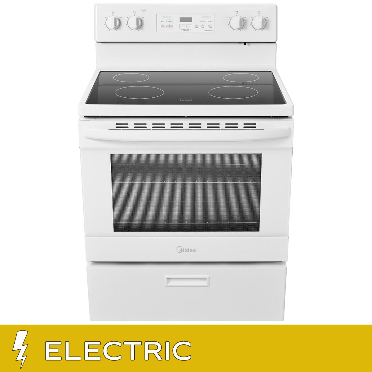 Midea 30 in. 5.1 cu.ft. Freestanding 4-Element Range with Storage Drawer