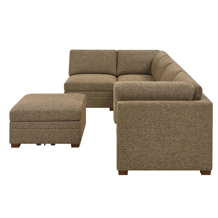 Thomasville Tisdale 6-piece Fabric Sectional with Storage Ottoman