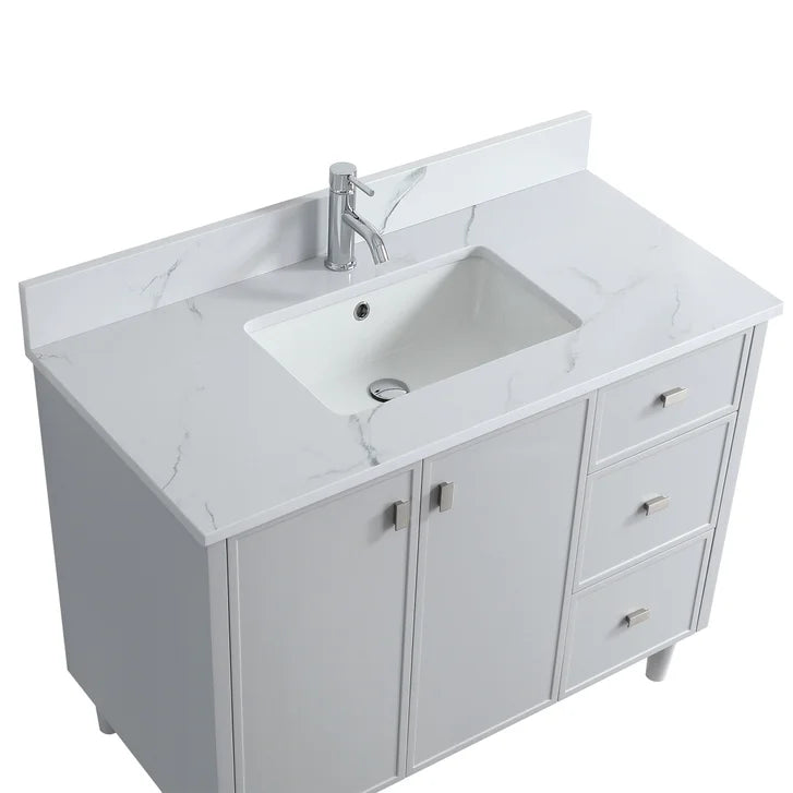 SERA Cape Cod Vanity in Hampton Grey Finish with Engineered Calcutta Marble Countertop