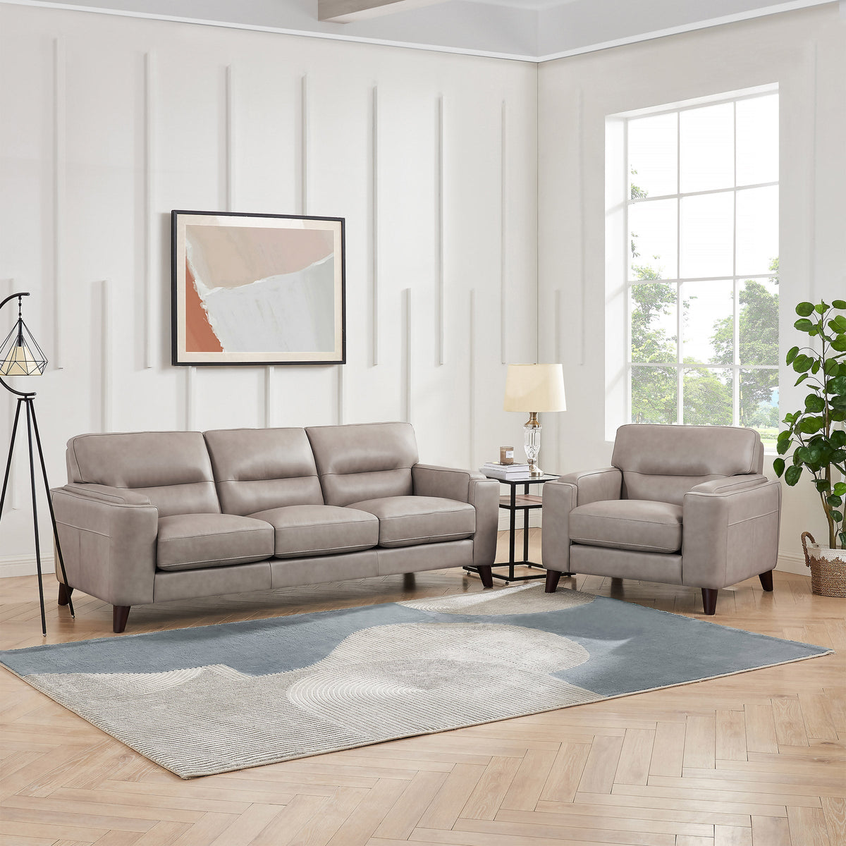 Prospera Home Sorena Top-grain Leather Sofa and Chair