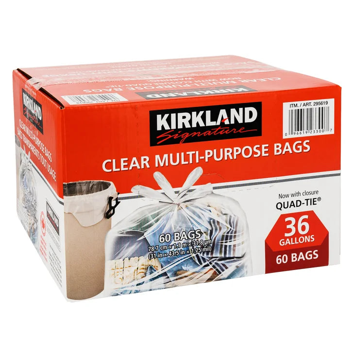 Kirkland Signature Quad-tie Clear Multi-purpose Bags, 60-pack