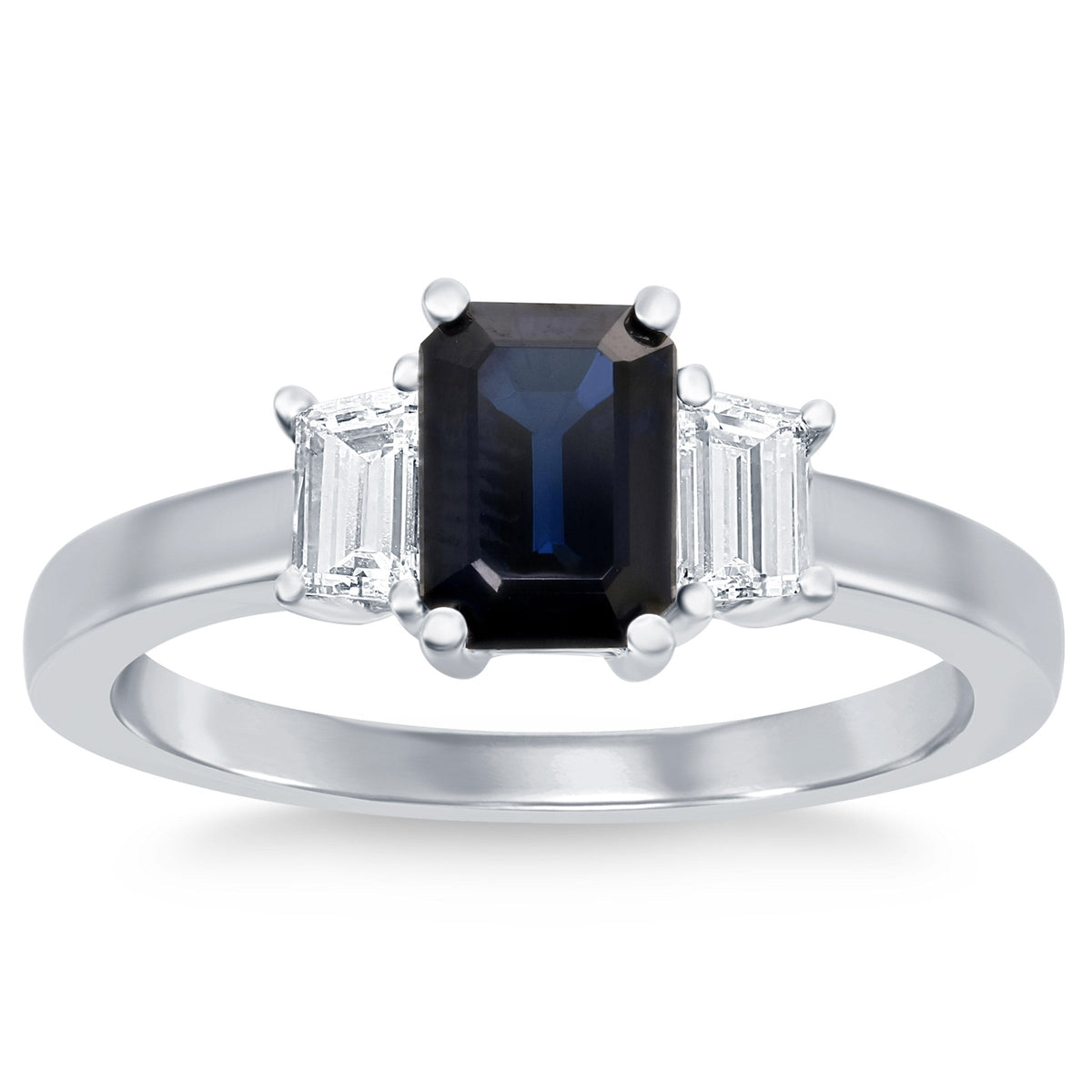 Emerald Cut Sapphire and Diamond Ring (0.43 ctw)
