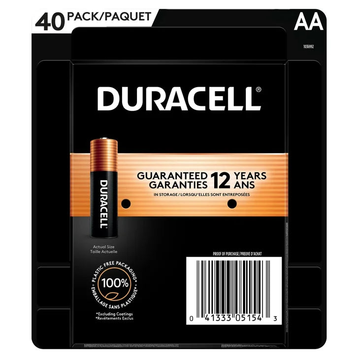 Duracell CopperTop AA Batteries with Power Boost Ingredients, 40 count