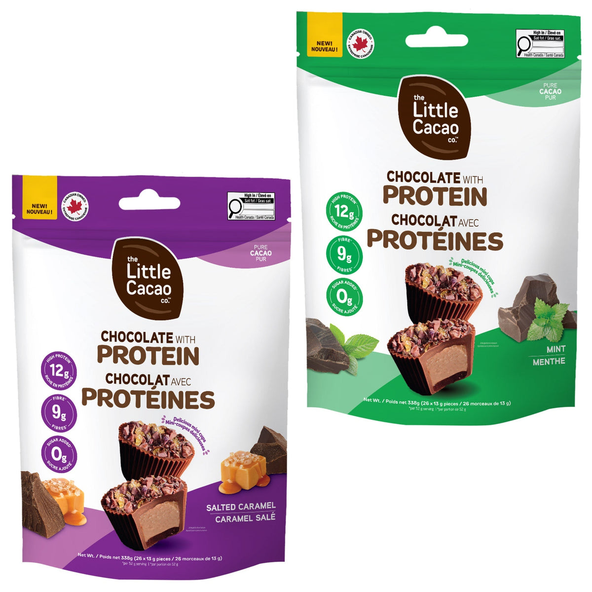The Little Cacao Co. Protein Chocolate Mini Cups, 2 × 338 g