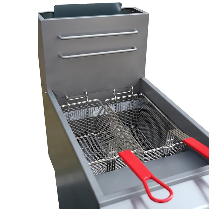 Forno 15.5 in. 50 lb Stainless Steel Natural Gas Commercial Deep Fryer with Twin Baskets