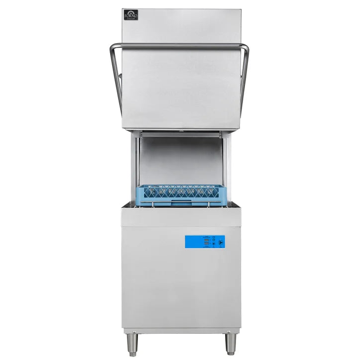 Forno 28.14 in. Stainless Steel Hood Type Commercial Dishwasher with Washing Capacity of 60 Racks Per Hour