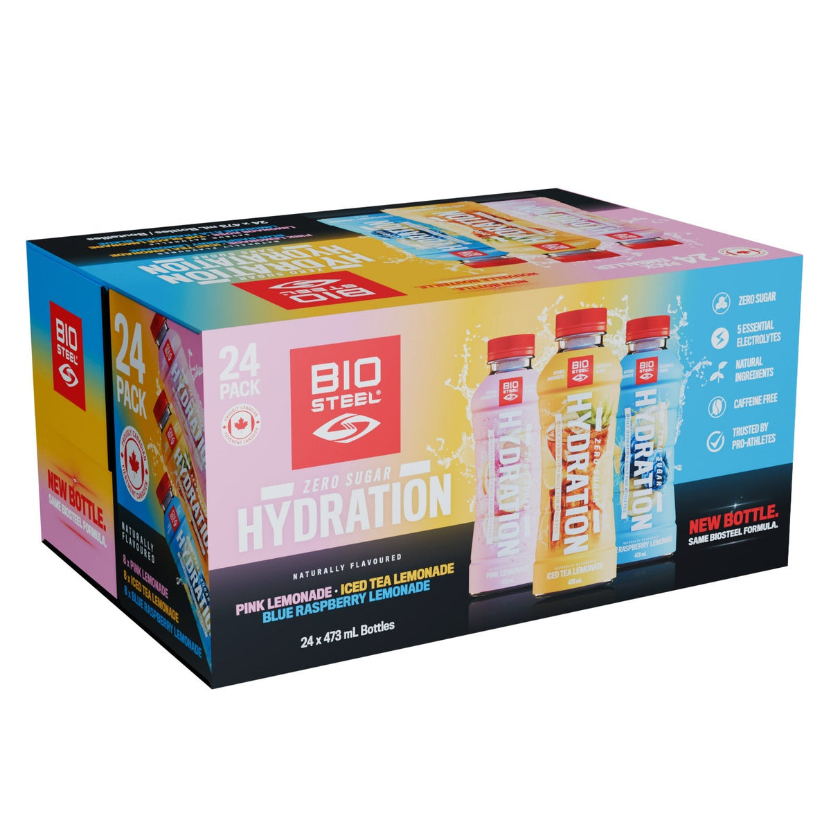 Biosteel Zero Sugar Hydration Drink Variety Pack, 473 mL 24-pack