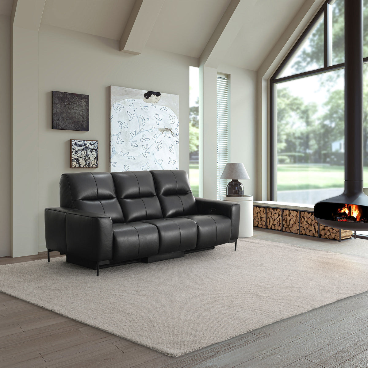 Simon Li - 3 Piece Top Grain Leather Power Reclining Sofa - Zero Gravity