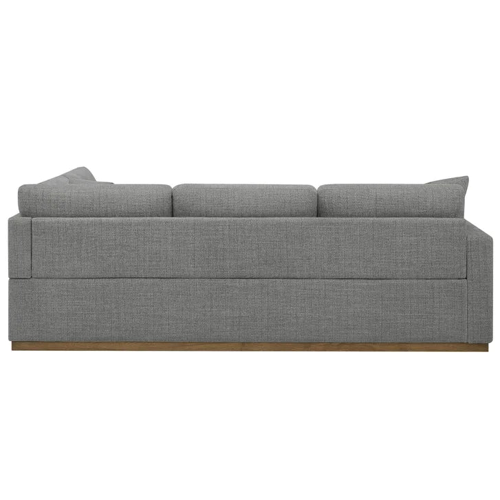 Henredon 3-piece Fabric Sectional with Ottoman and Wood Base