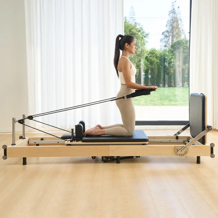 Hisooth SpaceSaver Foldable Pilates Reformer 60cm Maple Frame