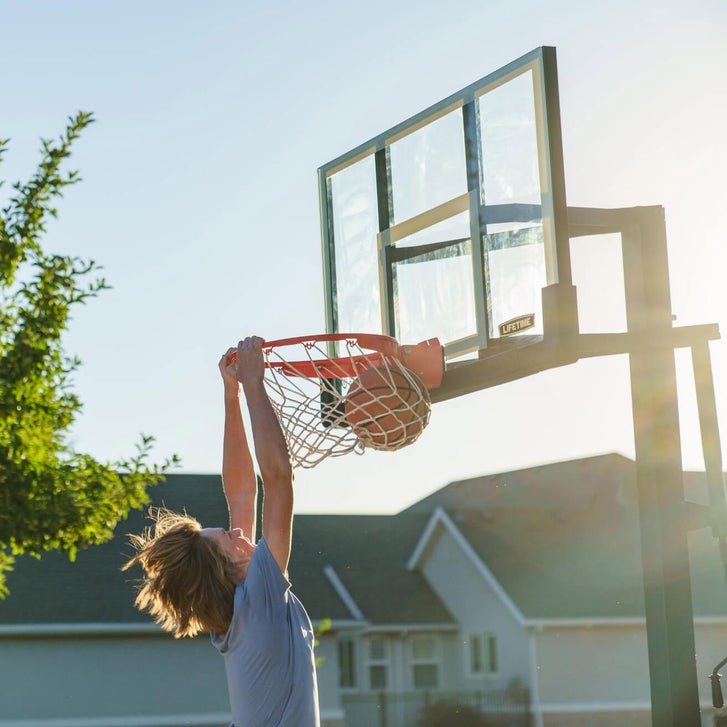 Lifetime - Crank Adjust Bolt Down Basketball Net, 54-inch, tempered glass