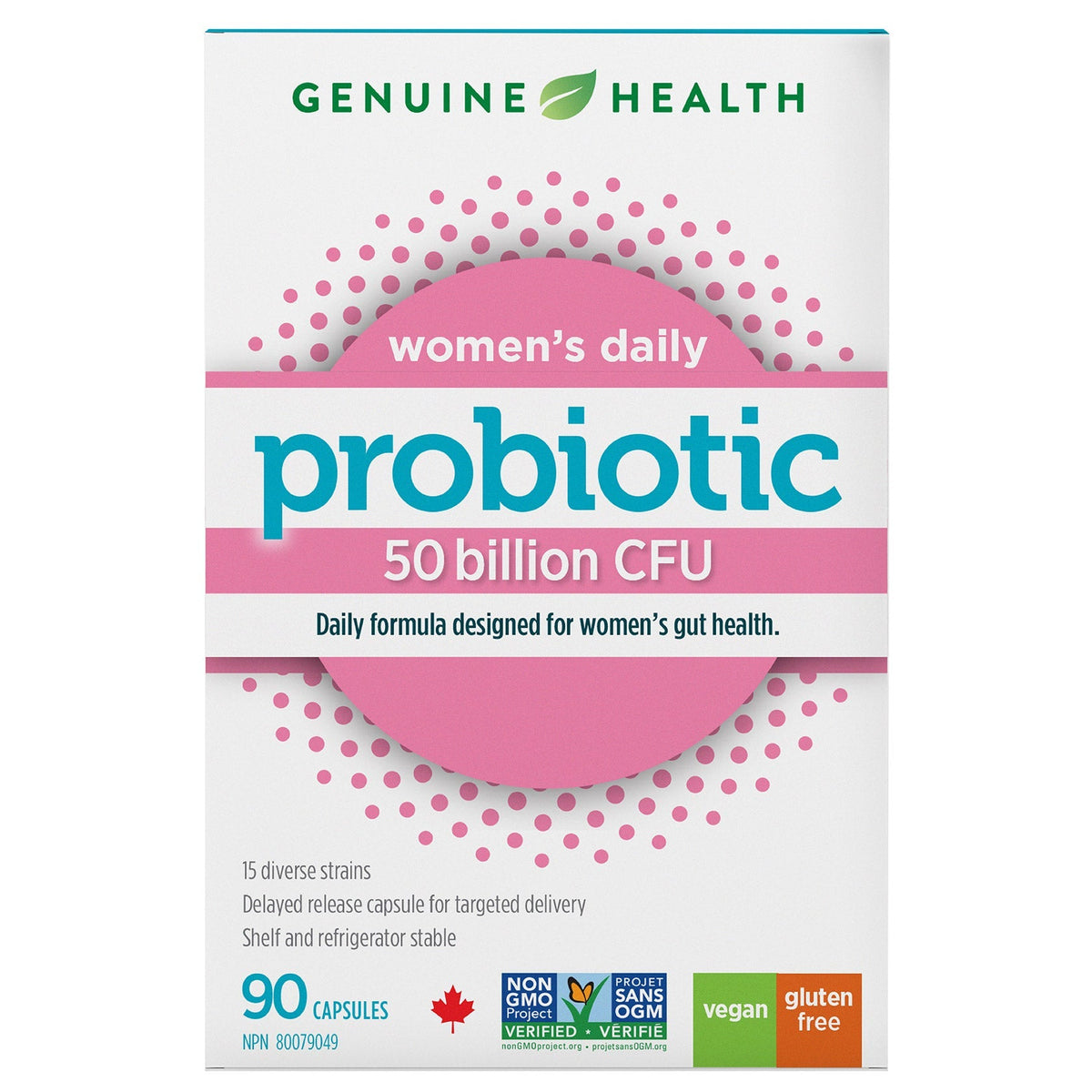 Genuine Health Women's Advanced Gut Health Daily Probiotics, 50 Billion CFU, 90 capsules