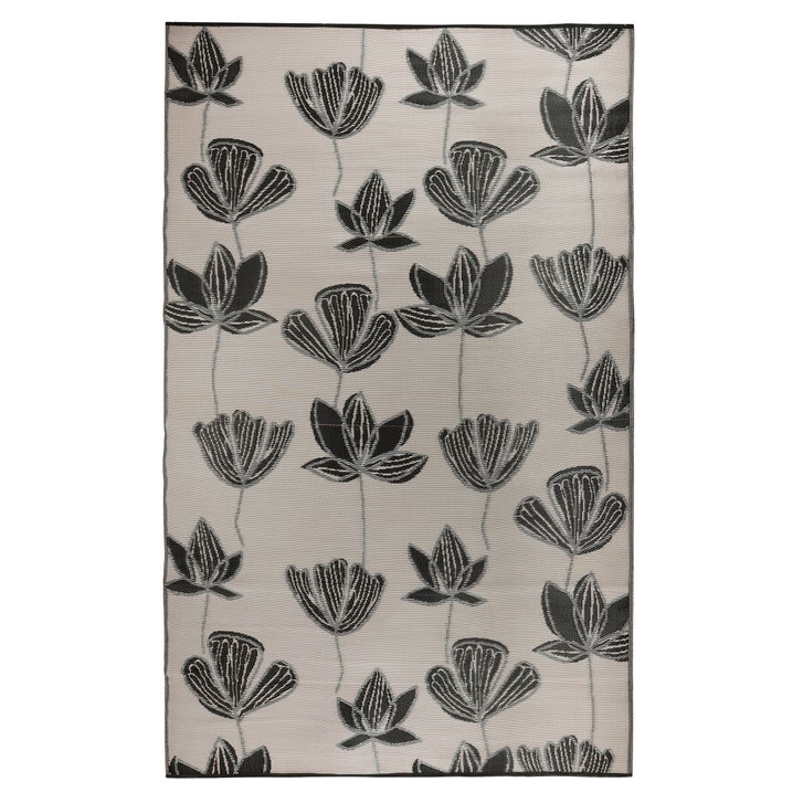 Viana Bahamas Collection Midnight Lotus Indoor/Outdoor Reversible Area Rug