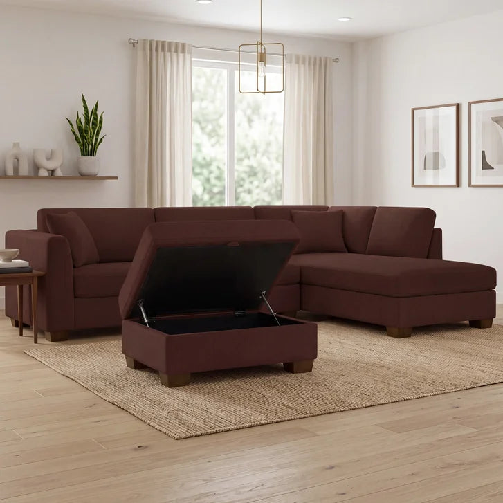 Thomasville Walsen 3-piece Fabric Sectional with Storage Ottoman