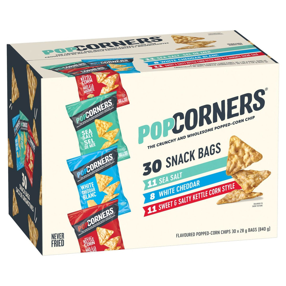 PopCorners Flavoured Popped-Corn Chips Variety Pack, 30 × 28 g