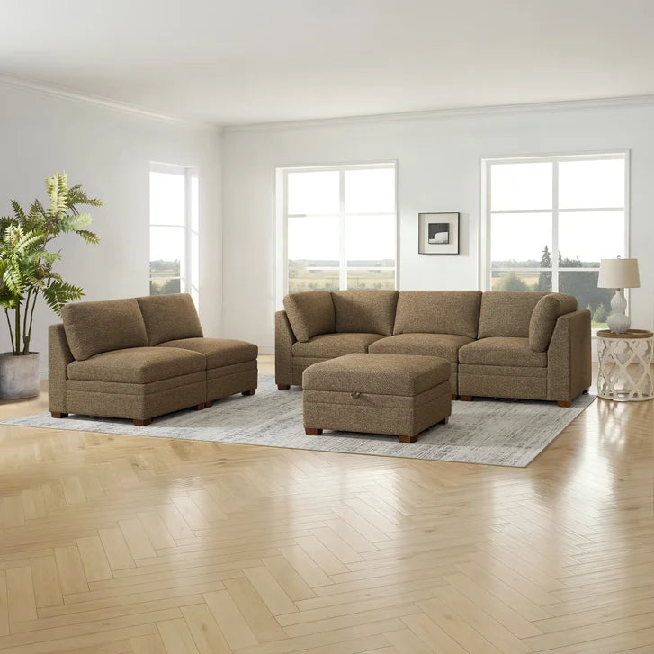 Thomasville Tisdale 6-piece Fabric Sectional with Storage Ottoman