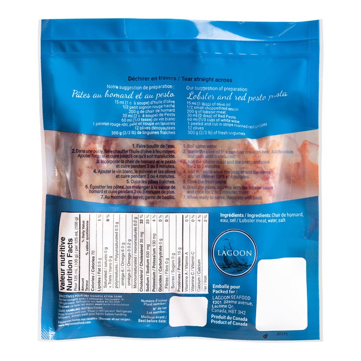 Blue Tide Frozen Fully Cooked Wild Canadian Lobster Meat