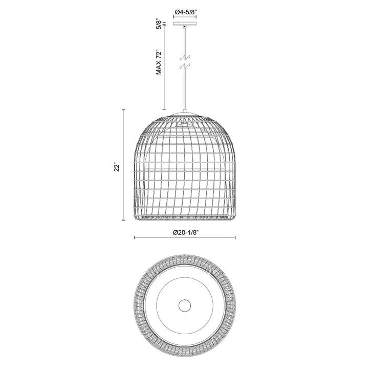 Light & Modern Bungalow 20 in. Pendant Light