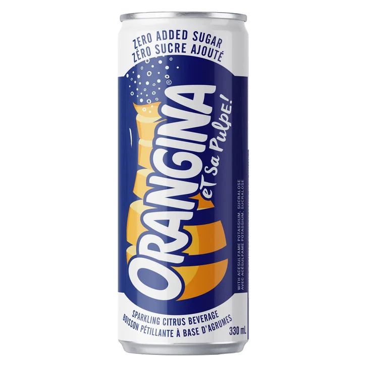 Orangina Zero Sugar Sparkling Citrus Beverage Cans, 330 ml x 24-pack