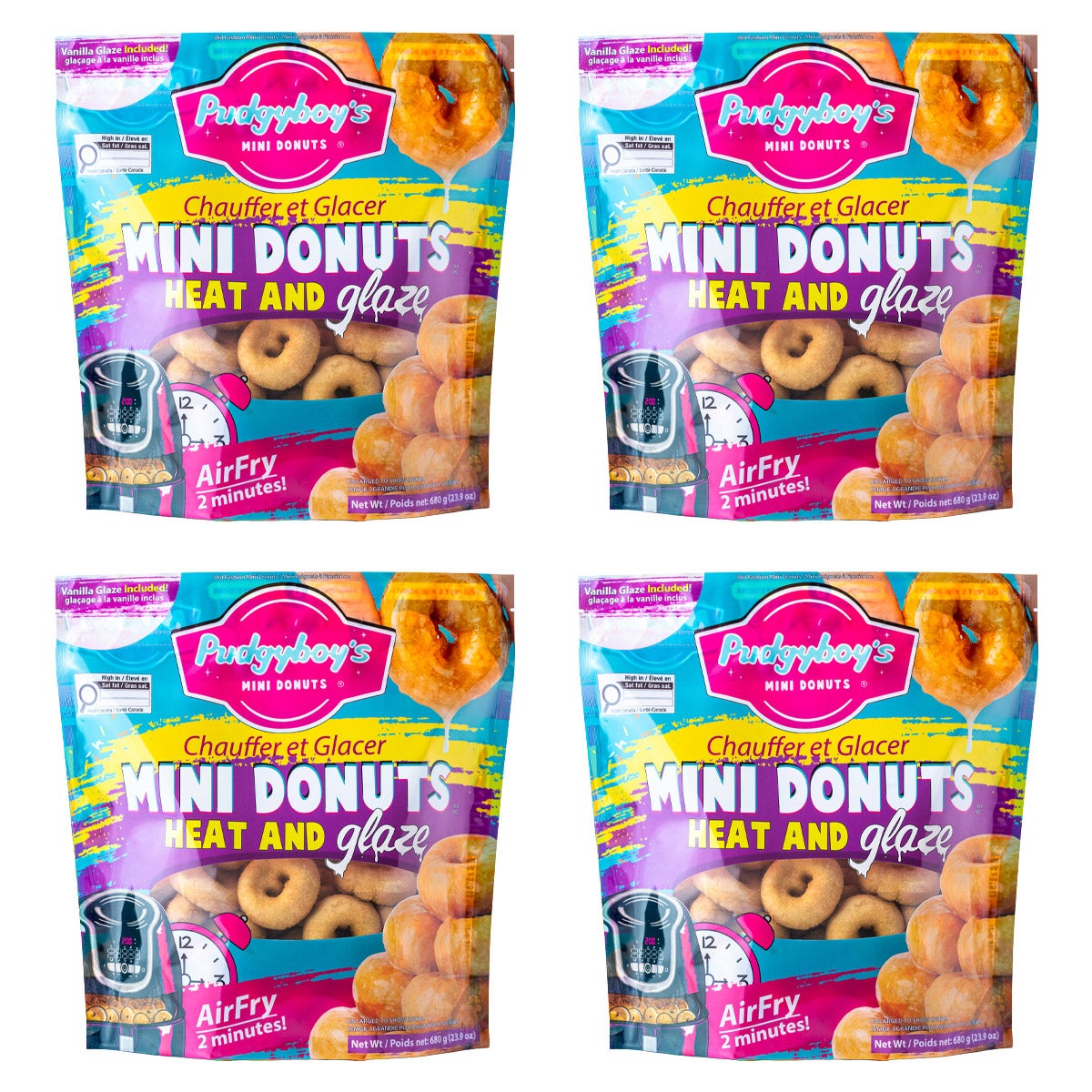 Pudgyboy’s Heat and Glaze Old Fashion Mini Donuts with Vanilla Glaze, 4-pack
