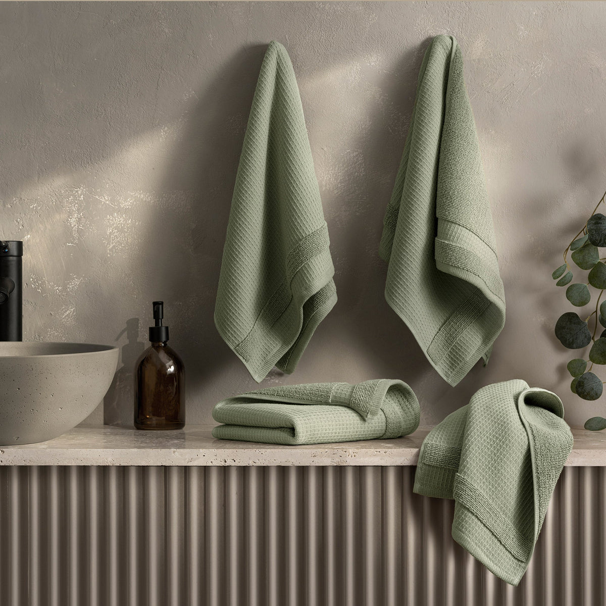 Welhome Waffle Texture Hand Towels, 4-pack
