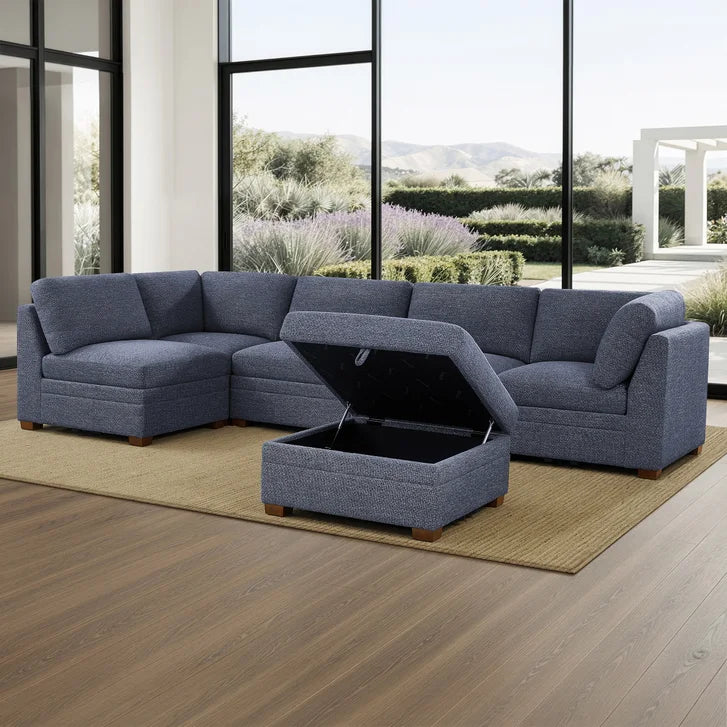 Thomasville Tisdale 6-piece Fabric Sectional with Storage Ottoman