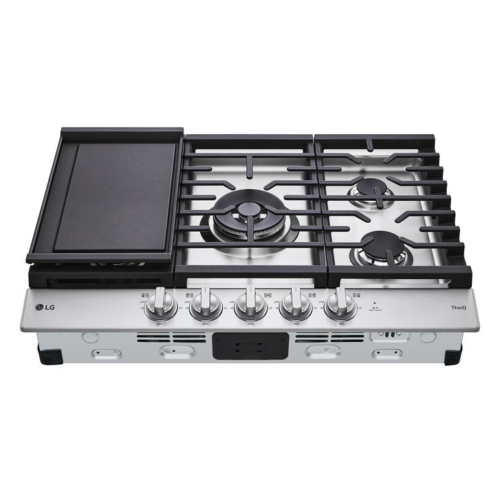 LG 30 in Stainless Steel Gas 5 Burner Cooktop with UltraHeat Dual Burner