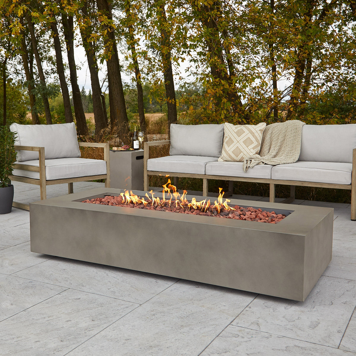 Real Flame Aegean Steel 70 in. Rectangle Fireplace