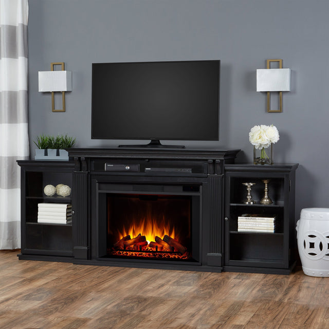 Real Flame Tracey Grand 84 in. Black Media Console Fireplace B9