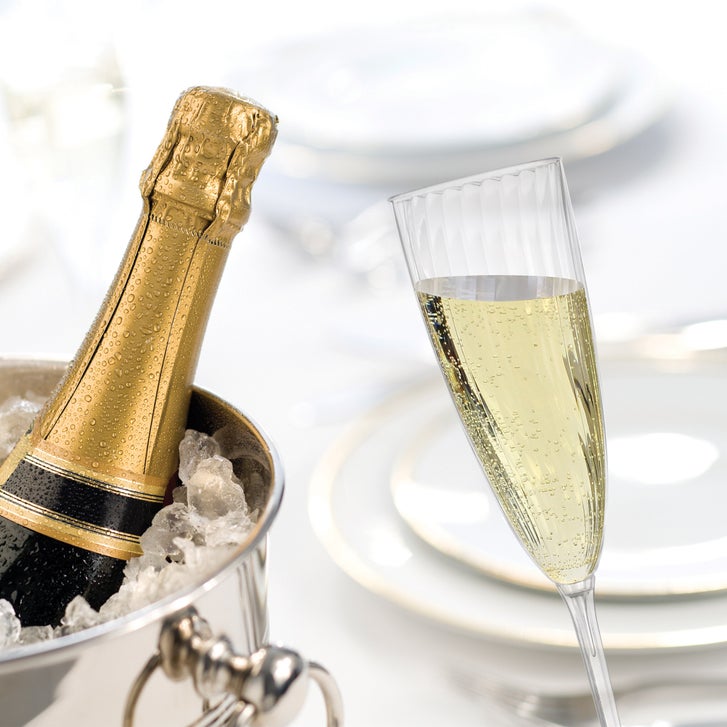 Argentia Ridge 6 oz. Clear Plastic Champagne Flutes - 160 Count