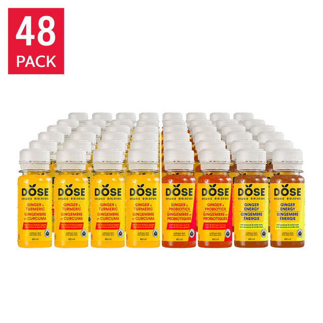 DOSE Organic Ginger Daily Booster Shots, Variety Pack, 48 × 60 mL (2 fl oz) A6
