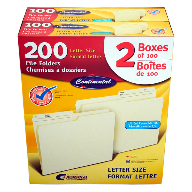 Continental Manila File Folders, Letter-size, 100 2-pack T9