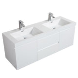 SERA CAPRI Glossy White Wall-Hung Vanity with Glossy White Polymarble Countertop