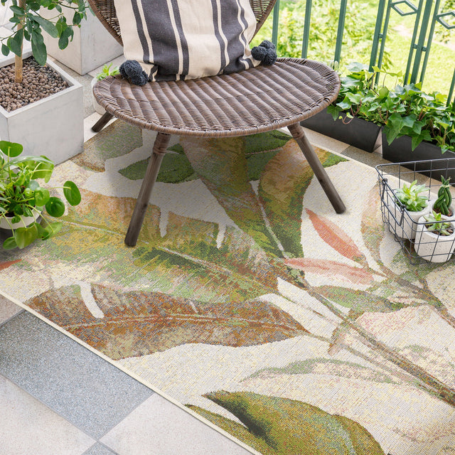 Multy Home Cappuccino Watercolour Tropical Outdoor Rug N0