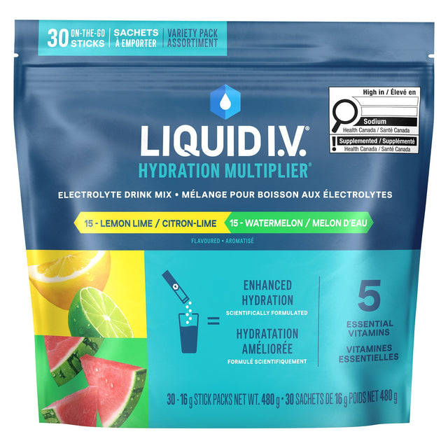 Liquid I.V. Lemon Lime & Watermelon Mixed Pack, 30 x 16g W4