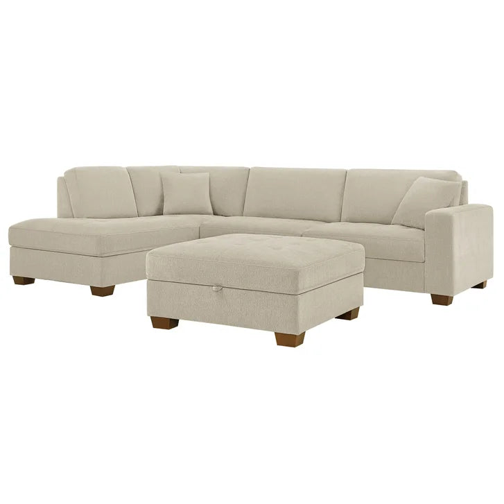 Thomasville Miles 3-piece Left-hand Facing Fabric Sectional with Storage Ottoman