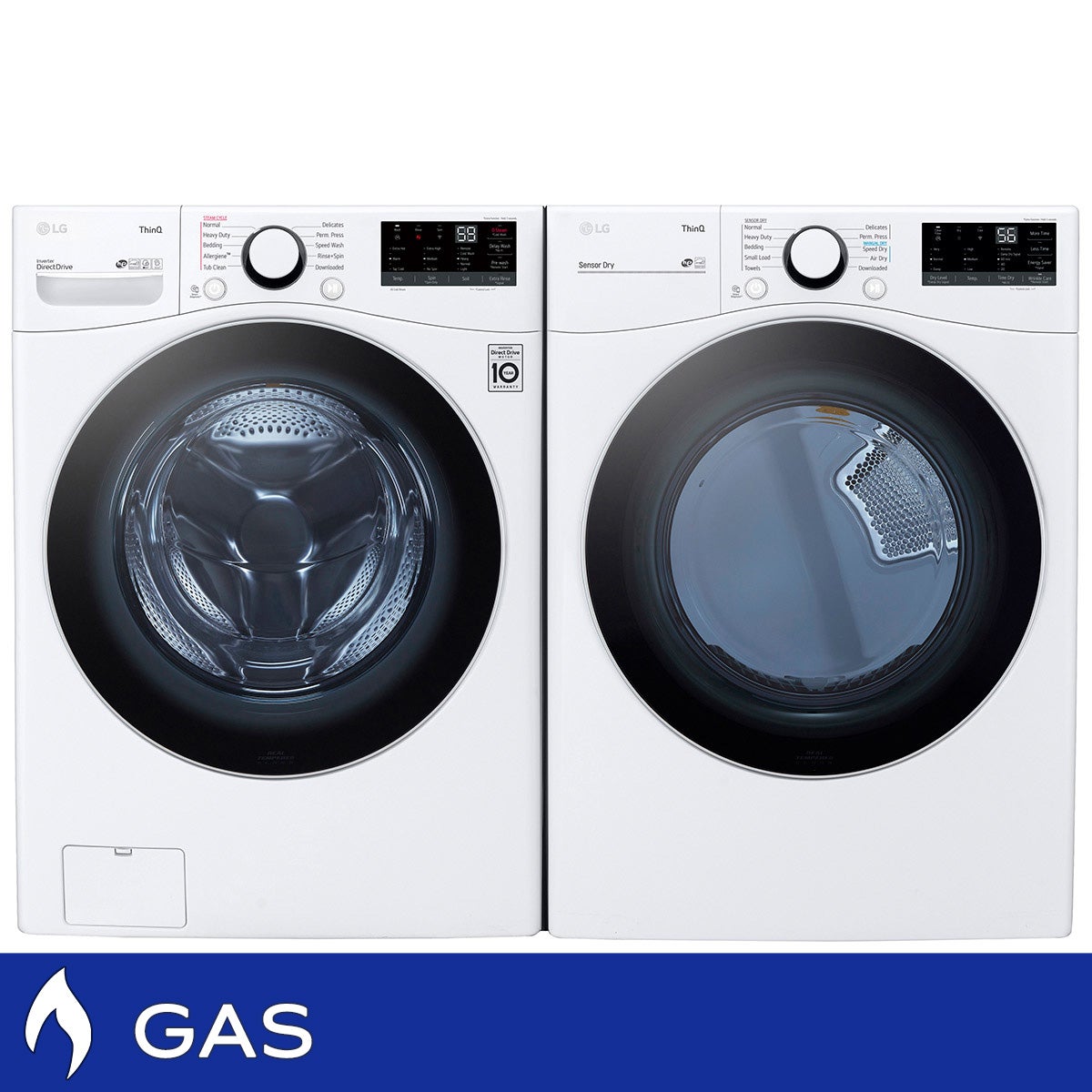 LG Laundry Bundle 5.2 cu ft. Front Load Washer and 7.4 cu ft. Gas Dryer