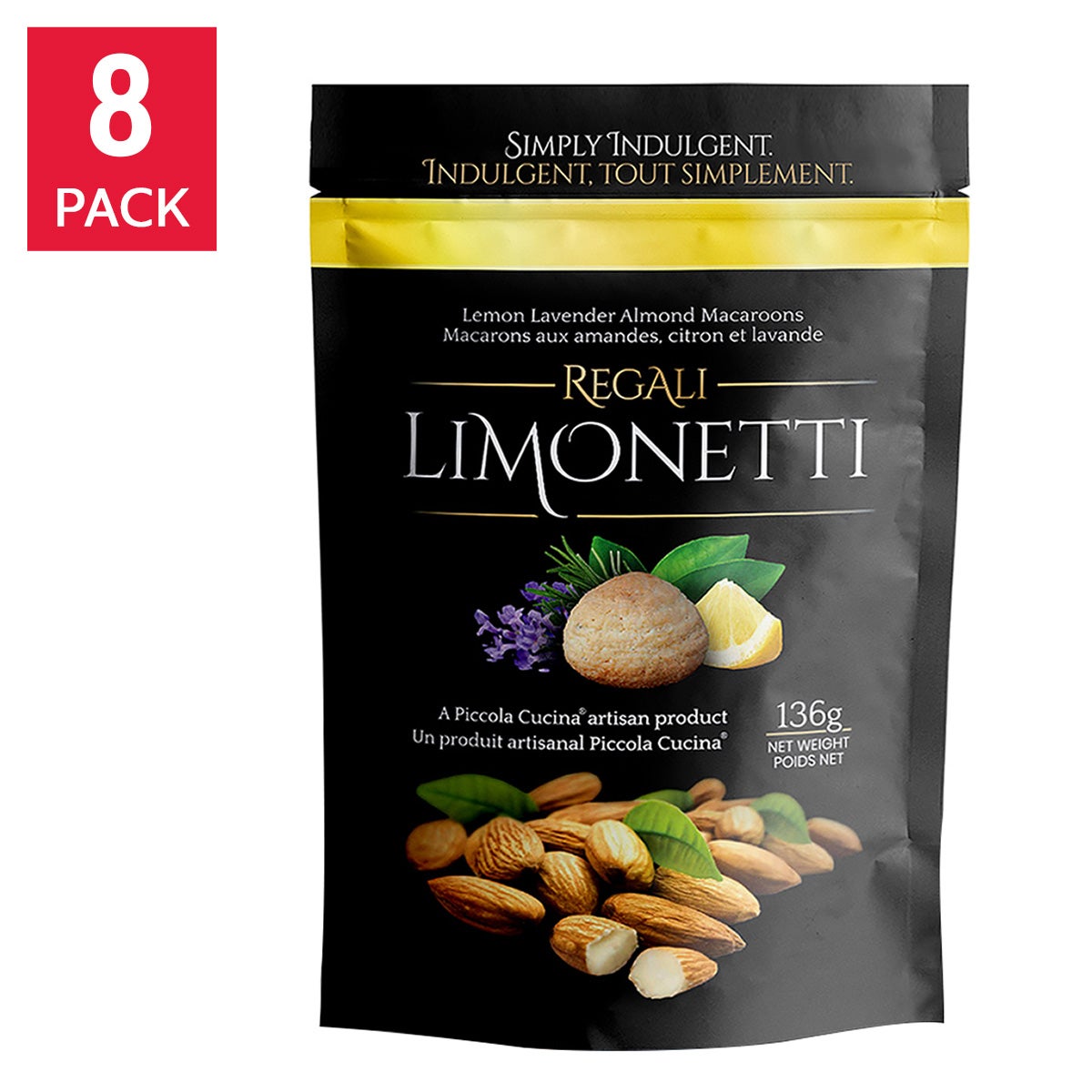 Piccola Cucina Regali Almond Macaroons, 8 × 136 g