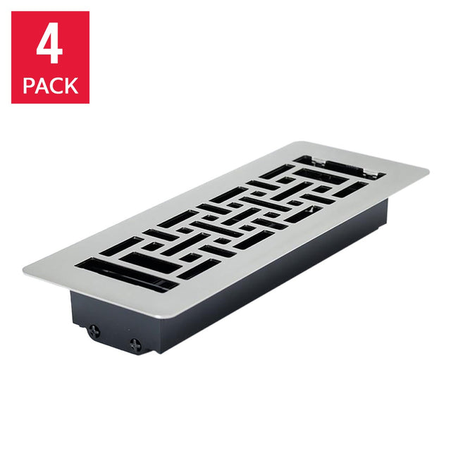Manor House Brushed Nickel Low Profile Floor Registers, 4-pack L8