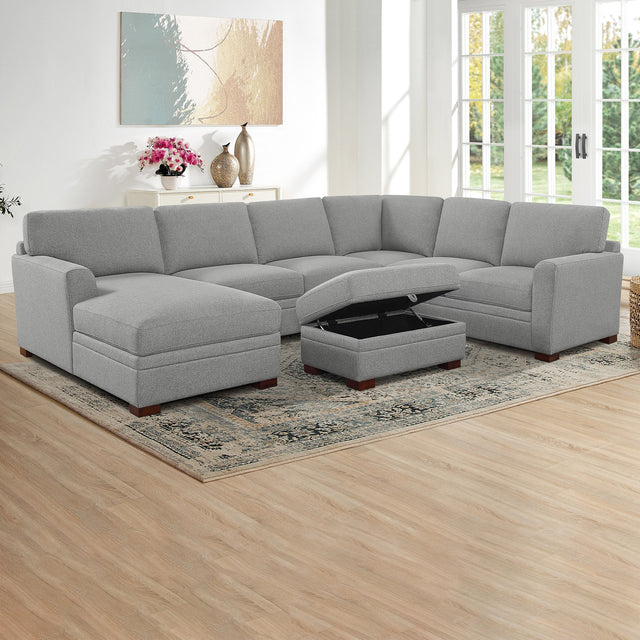 Thomasville Langdon 4-piece Fabric Sectional with Storage Ottoman L8