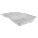 iEco 9” x 9” Hinged Bagasse Containers, 100-pack
