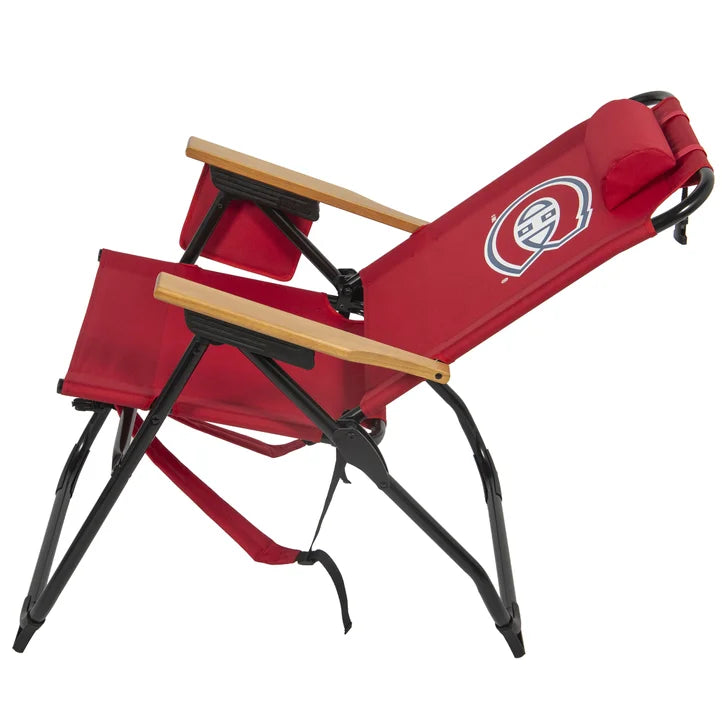 NHL 4-Position Folding Chair With Wood Arms