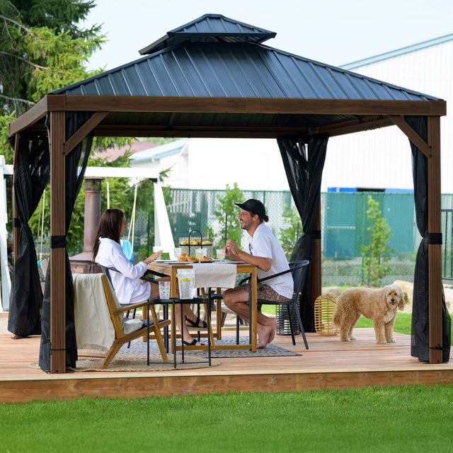 Dunham Aluminum Gazebo with Wood Finish S8
