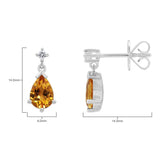 Pear Cut Citrine and Diamond Earrings (0.05ctw)