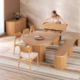 Round Transformer Table with Bench, 4 Chairs and Buffet