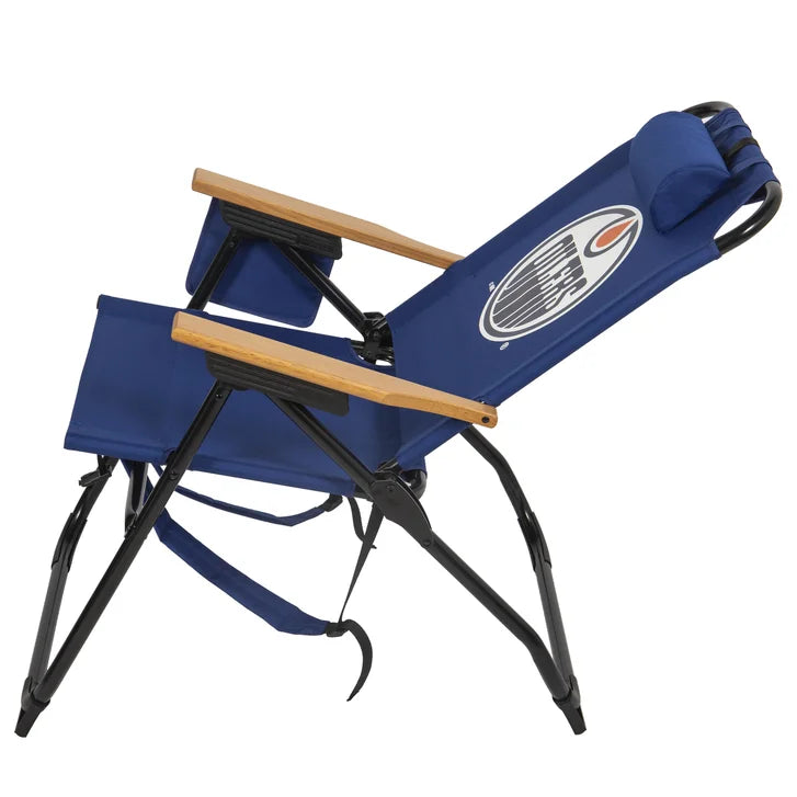NHL 4-Position Folding Chair With Wood Arms